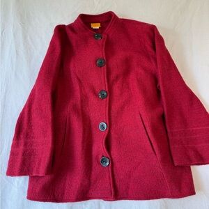 Ruby Rd Women's 100% Wool Jacket Large Red Button Front Coat